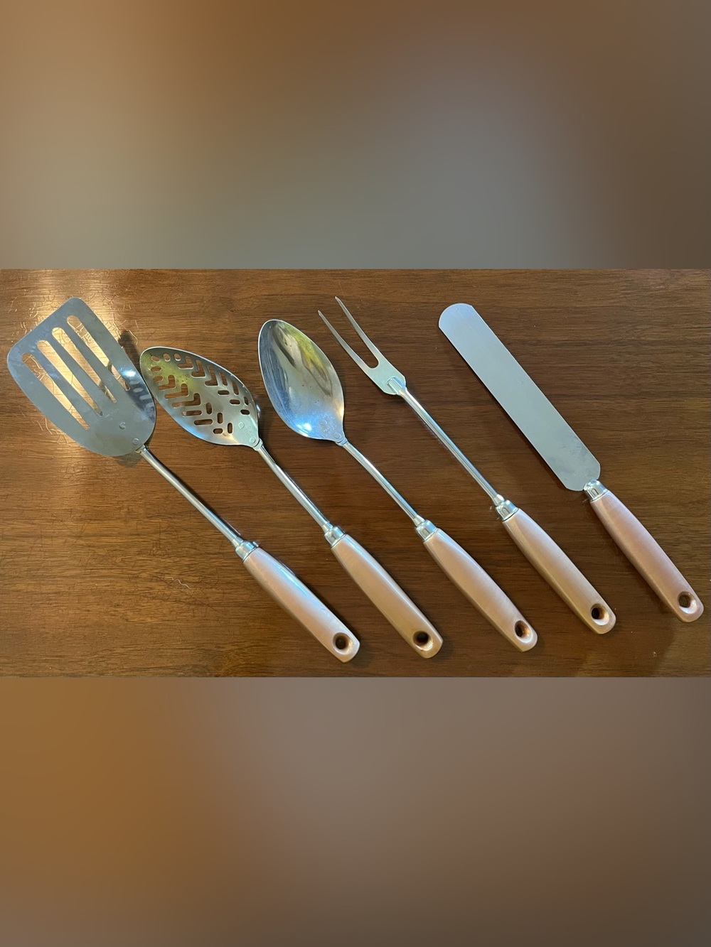 MCM Vintage EKCO “Crest” 5-Piece Kitchen Serving Utensil Set